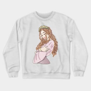 Pearl Girl in Pink Crewneck Sweatshirt